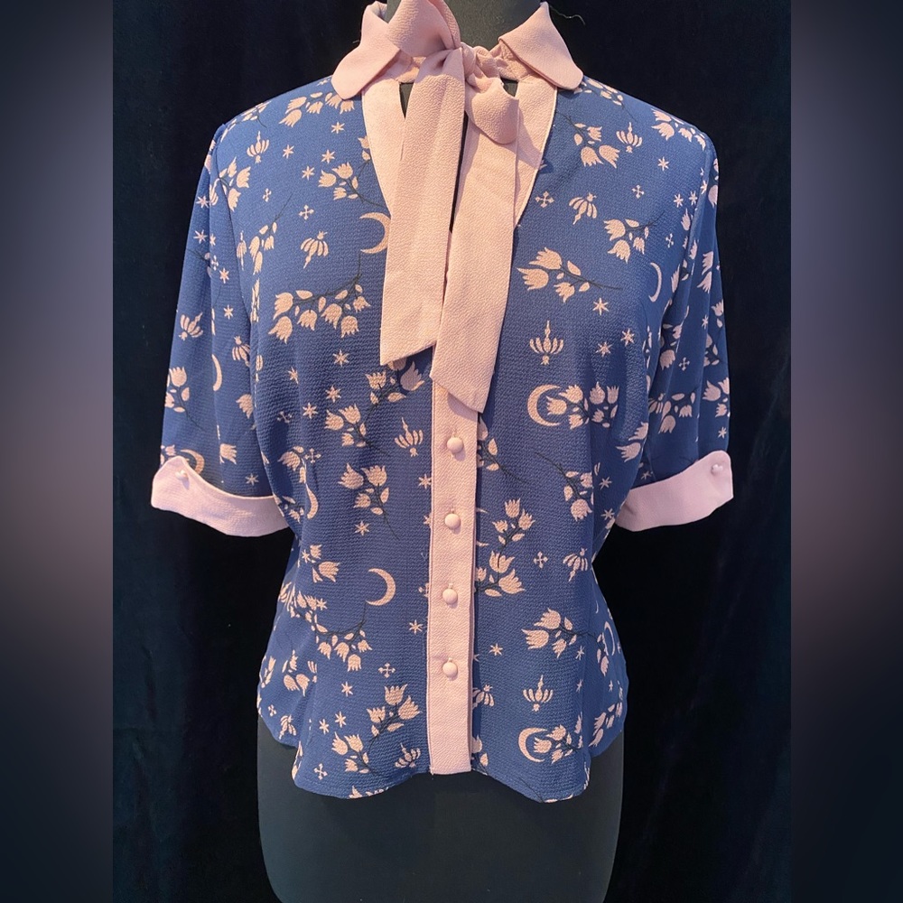 Collectif Eleanor Moonflower Blouse & Skirt Set, US Women’s Size 10 - Picture 10 of 15